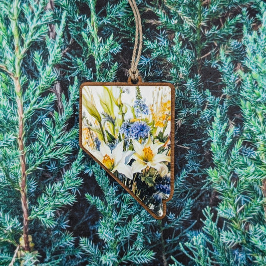 Nevada Wildflower Wooden Christmas Ornament