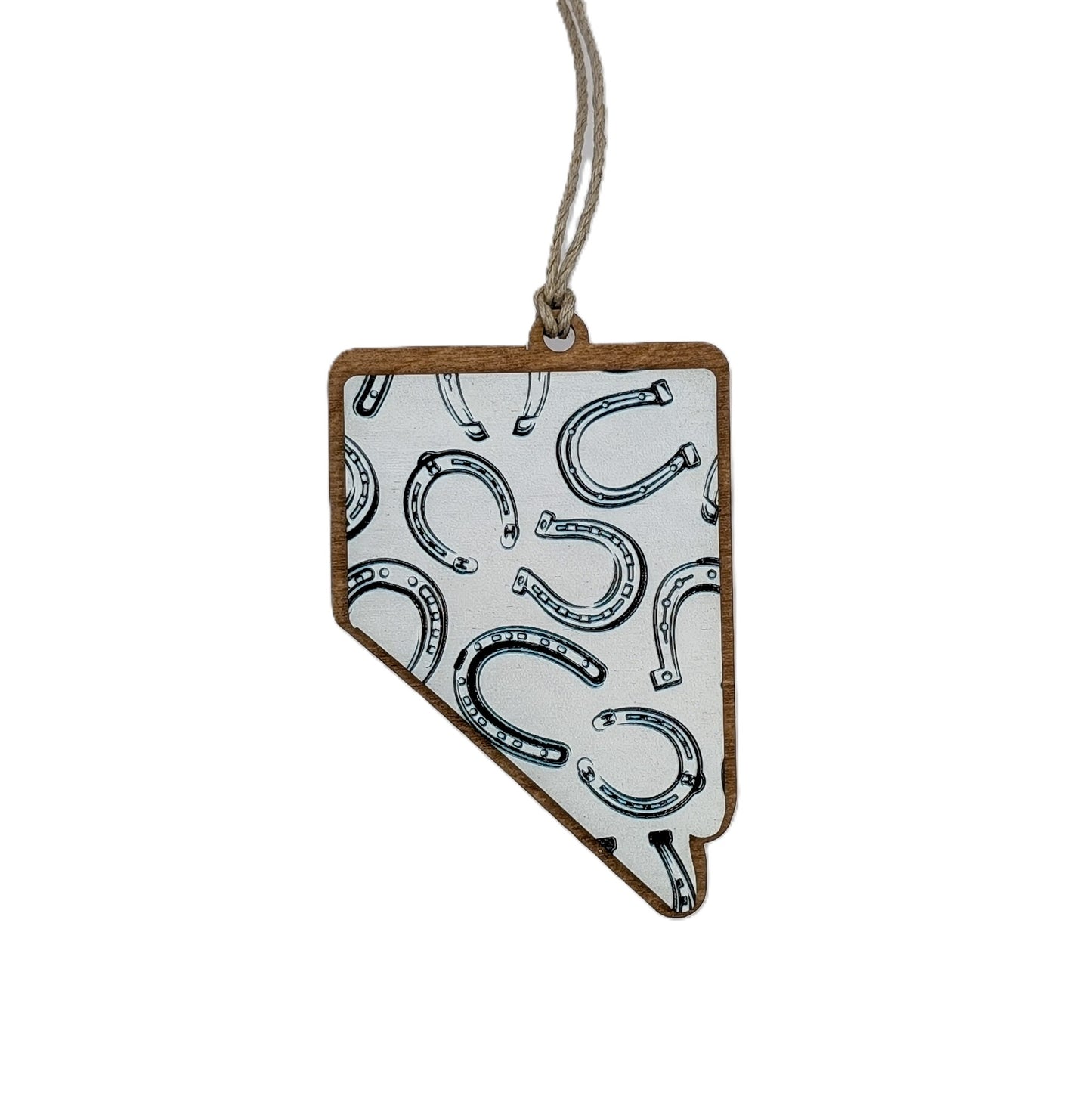 Nevada Horseshoe Wooden Christmas Ornament