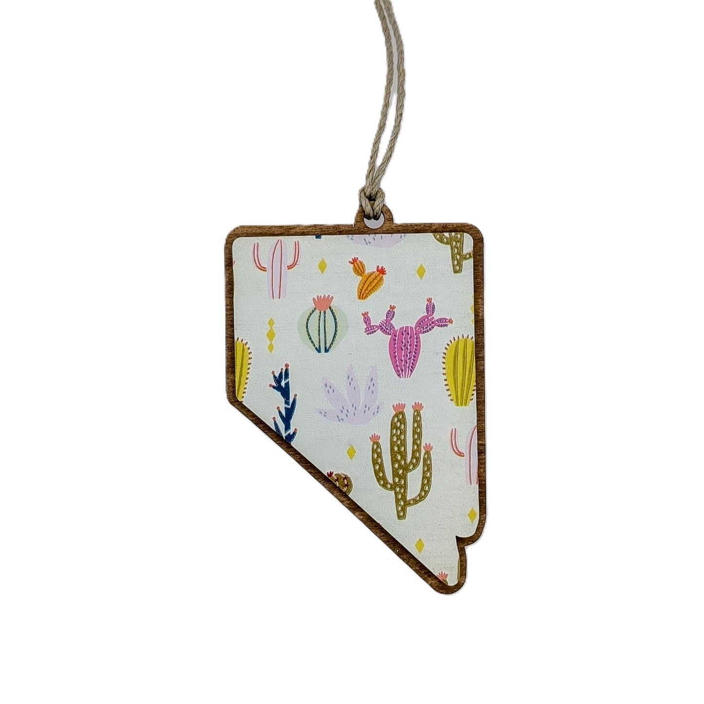 Nevada Cactus Wooden Christmas Ornament