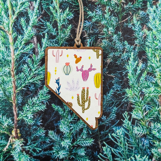 Nevada Cactus Wooden Christmas Ornament