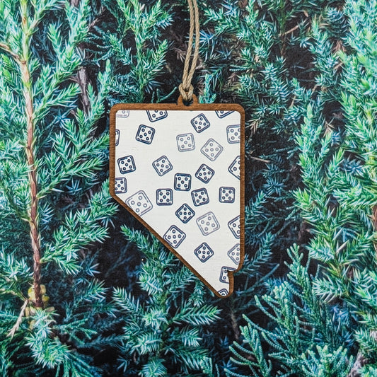Nevada Dice Wooden Christmas Ornament