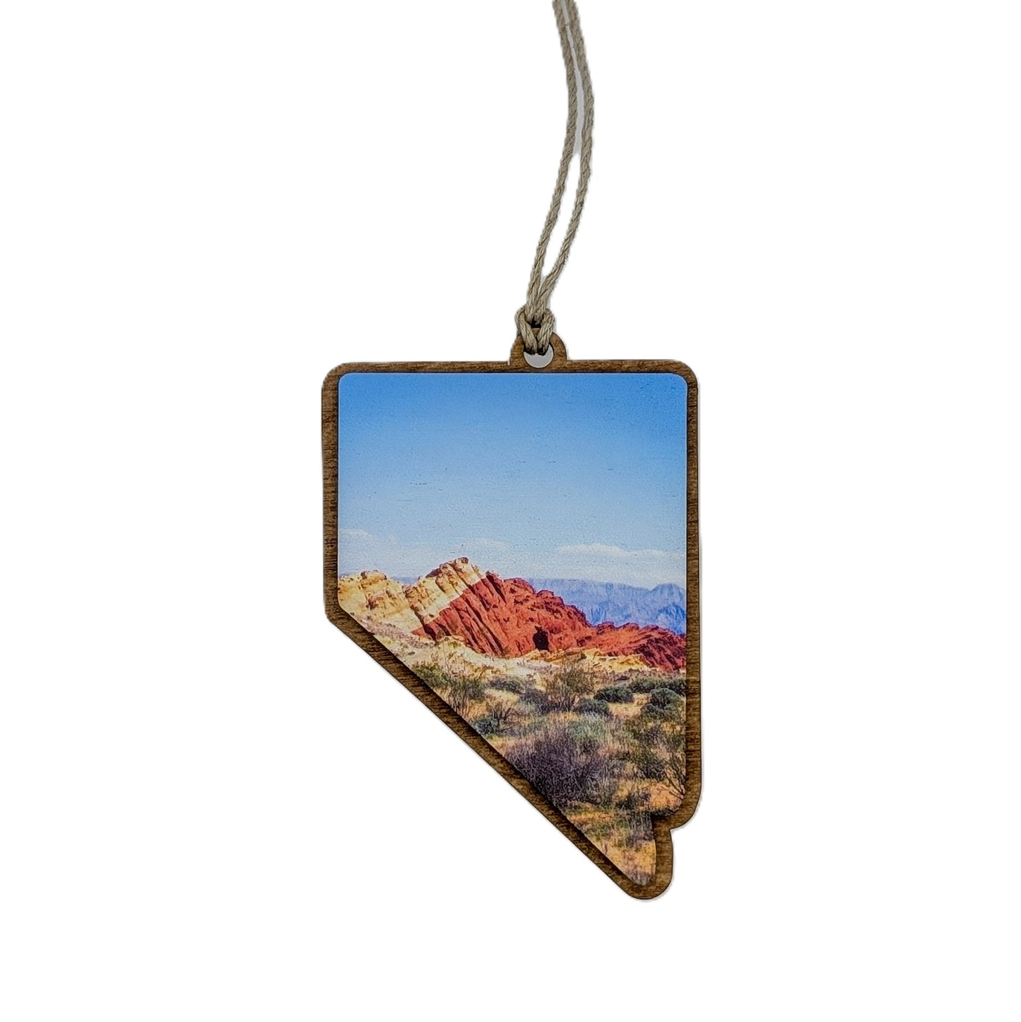 Nevada Red Rock Landscape Wooden Christmas Ornament