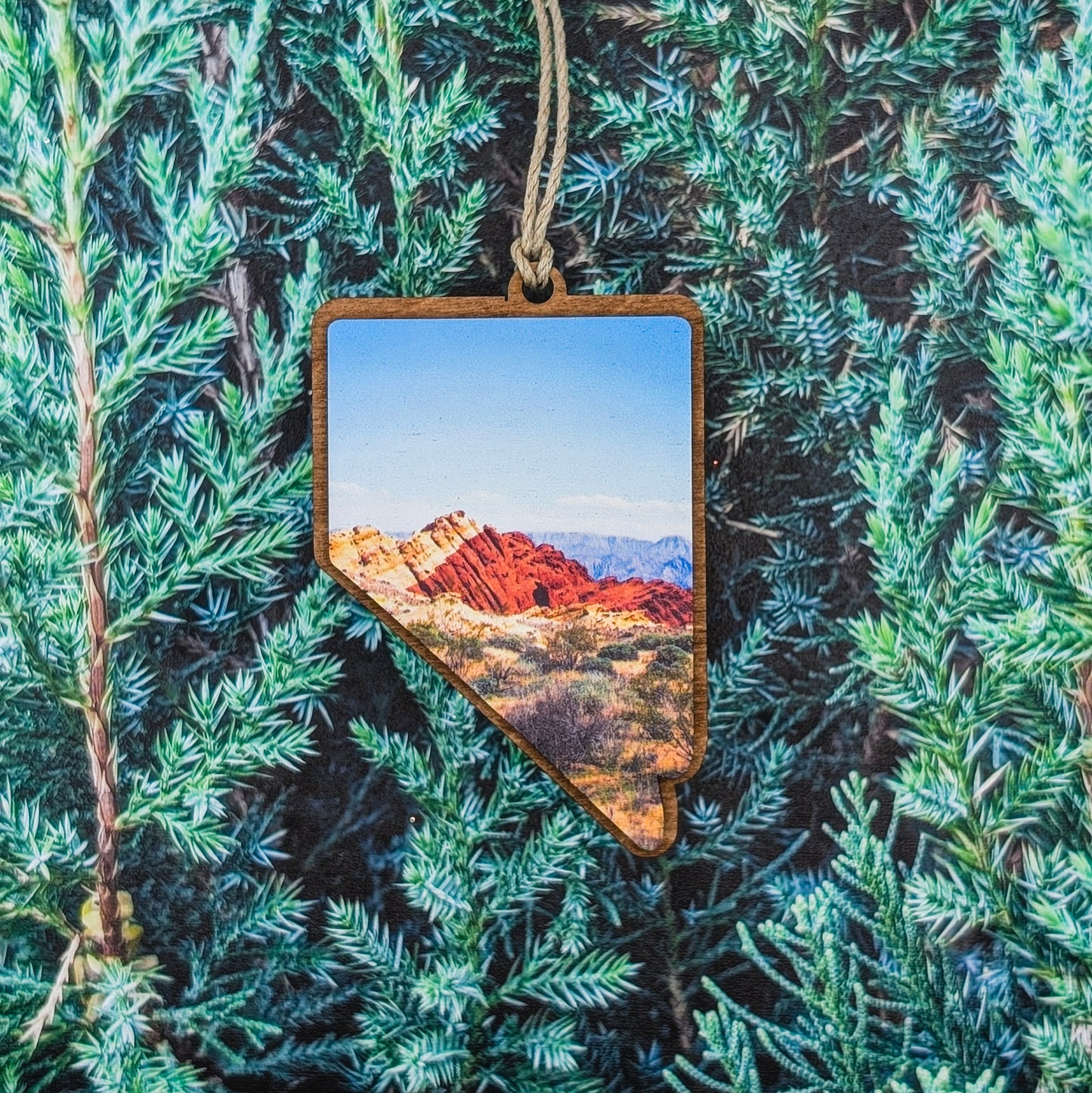 Nevada Red Rock Landscape Wooden Christmas Ornament