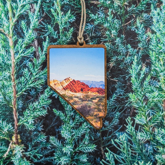 Nevada Red Rock Landscape Wooden Christmas Ornament