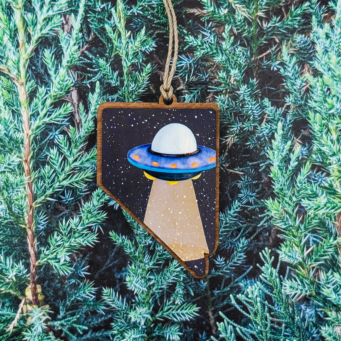 Nevada UFO Wooden Christmas Ornament