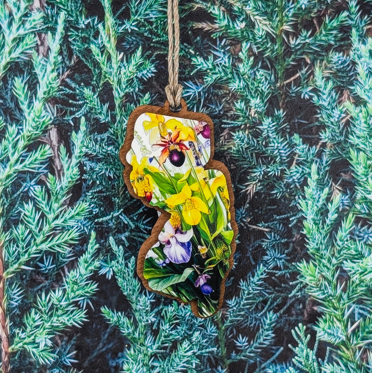 New Jersey Wildflower Wooden Christmas Ornament