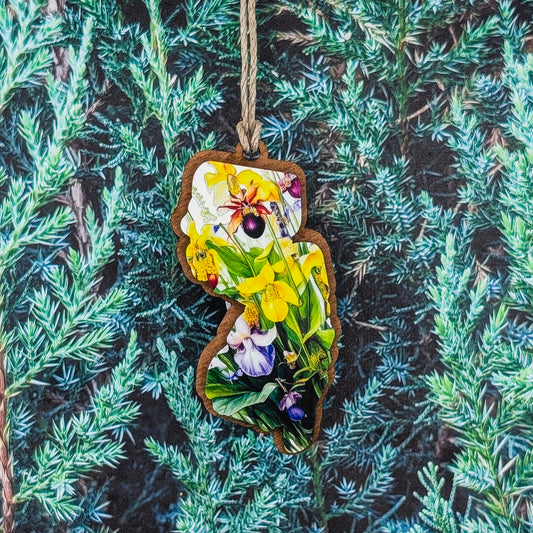 New Jersey Wildflower Wooden Christmas Ornament