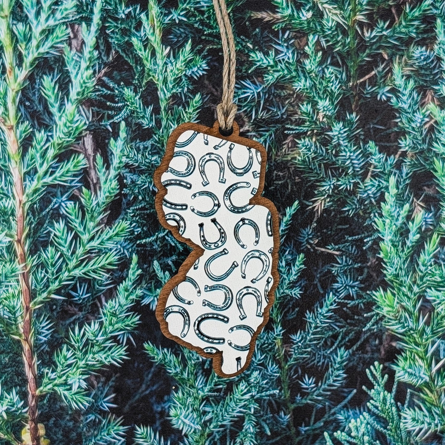 New Jersey Horseshoe Wooden Christmas Ornament