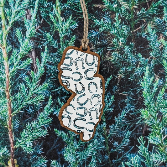 New Jersey Horseshoe Wooden Christmas Ornament