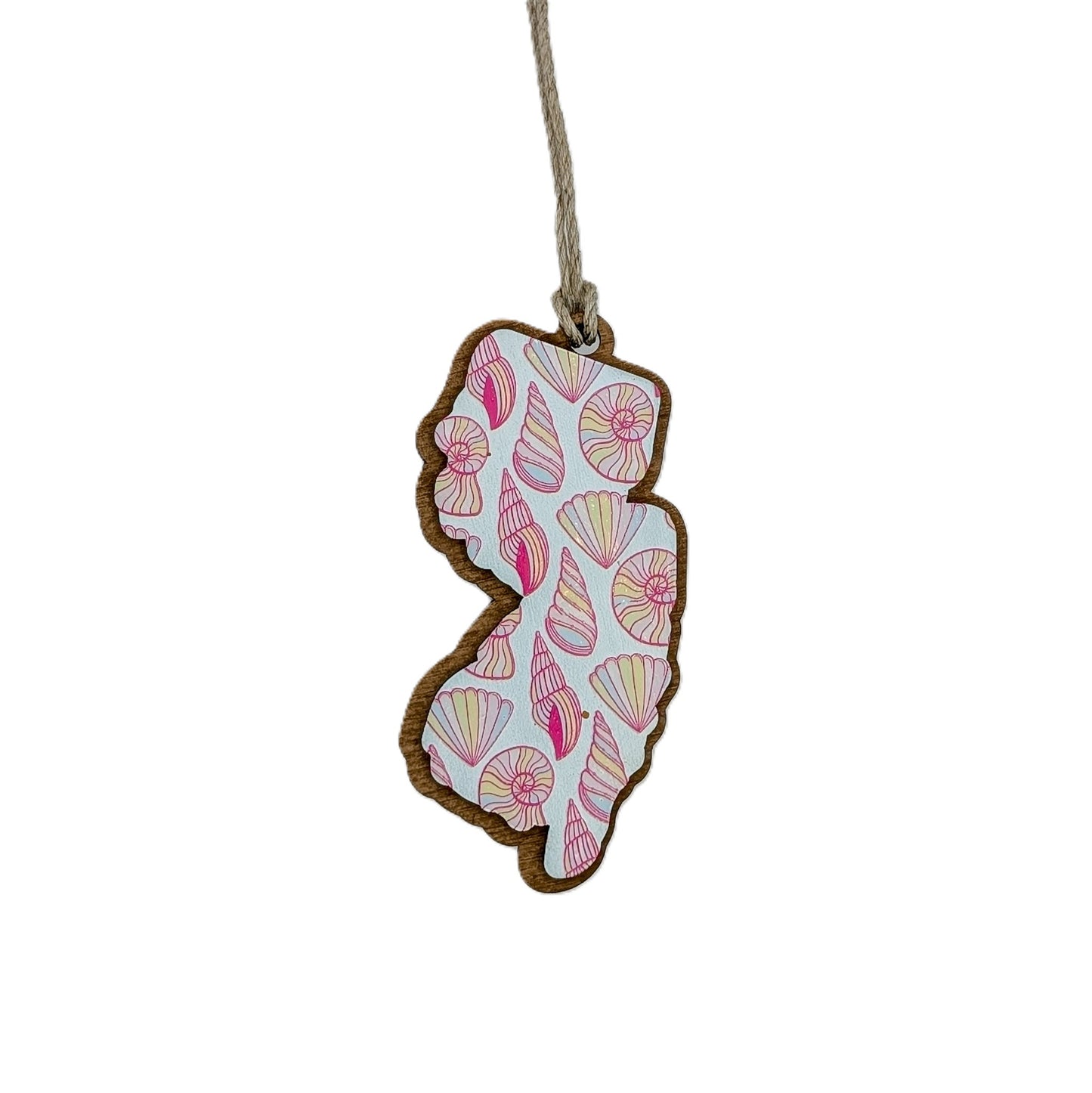 New Jersey Seashell Wooden Christmas Ornament