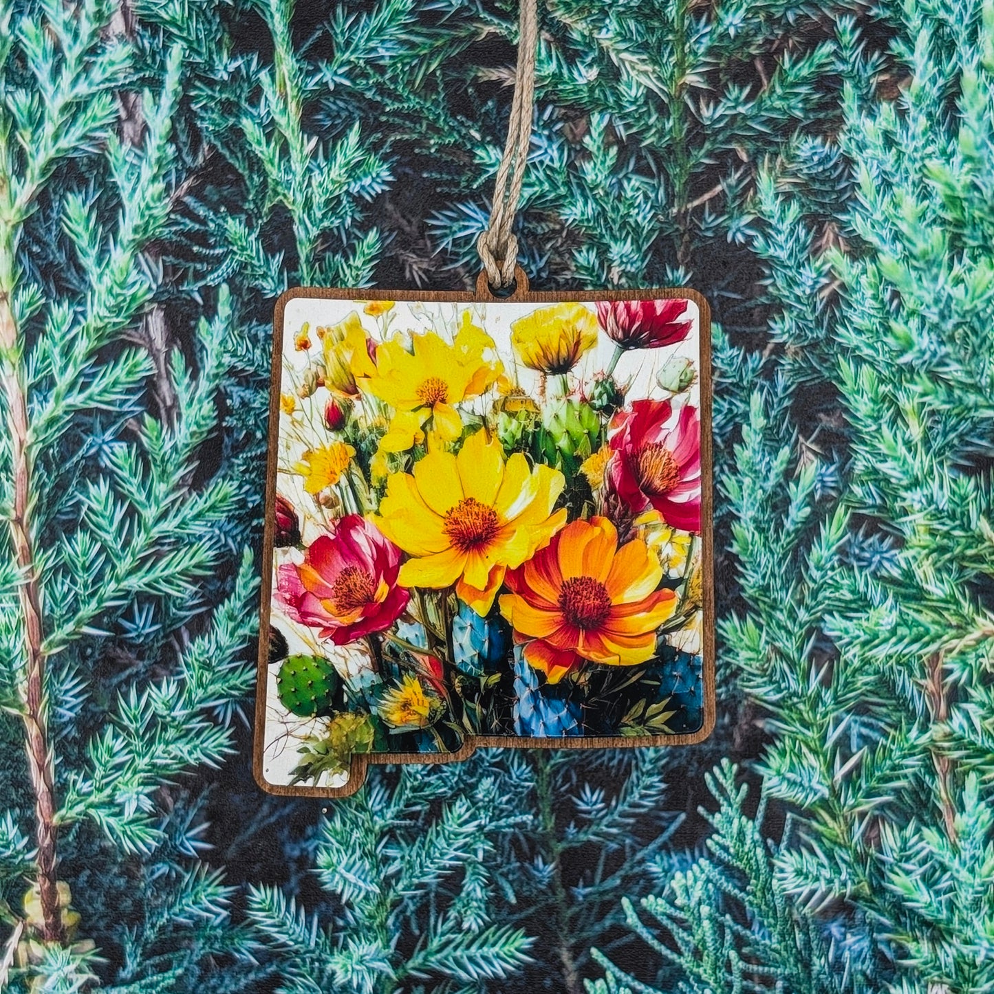 New Mexico Wildflower Wooden Christmas Ornament