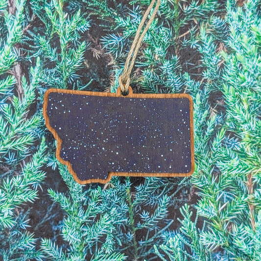 Montana Night Sky Wooden Christmas Ornament