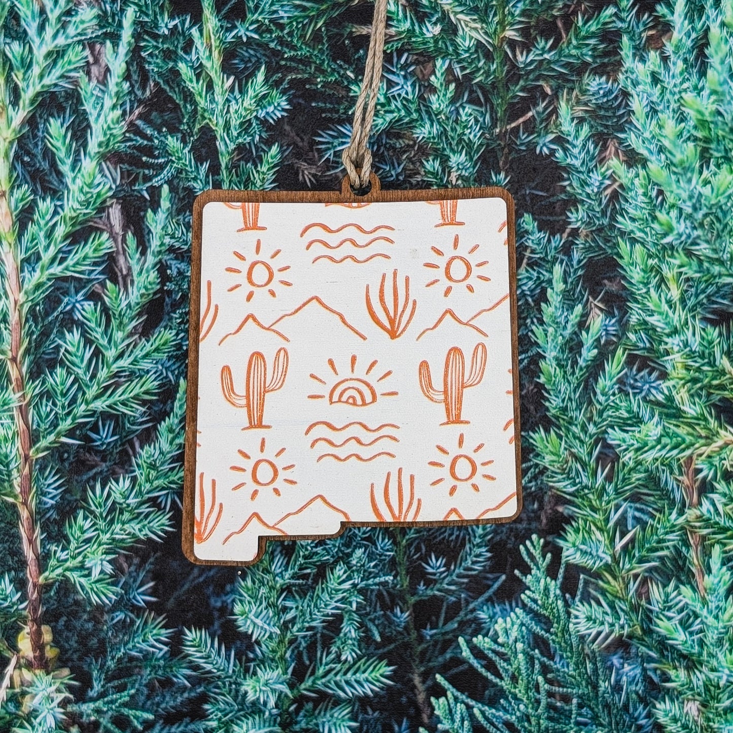 New Mexico Desert Pattern Wooden Christmas Ornament