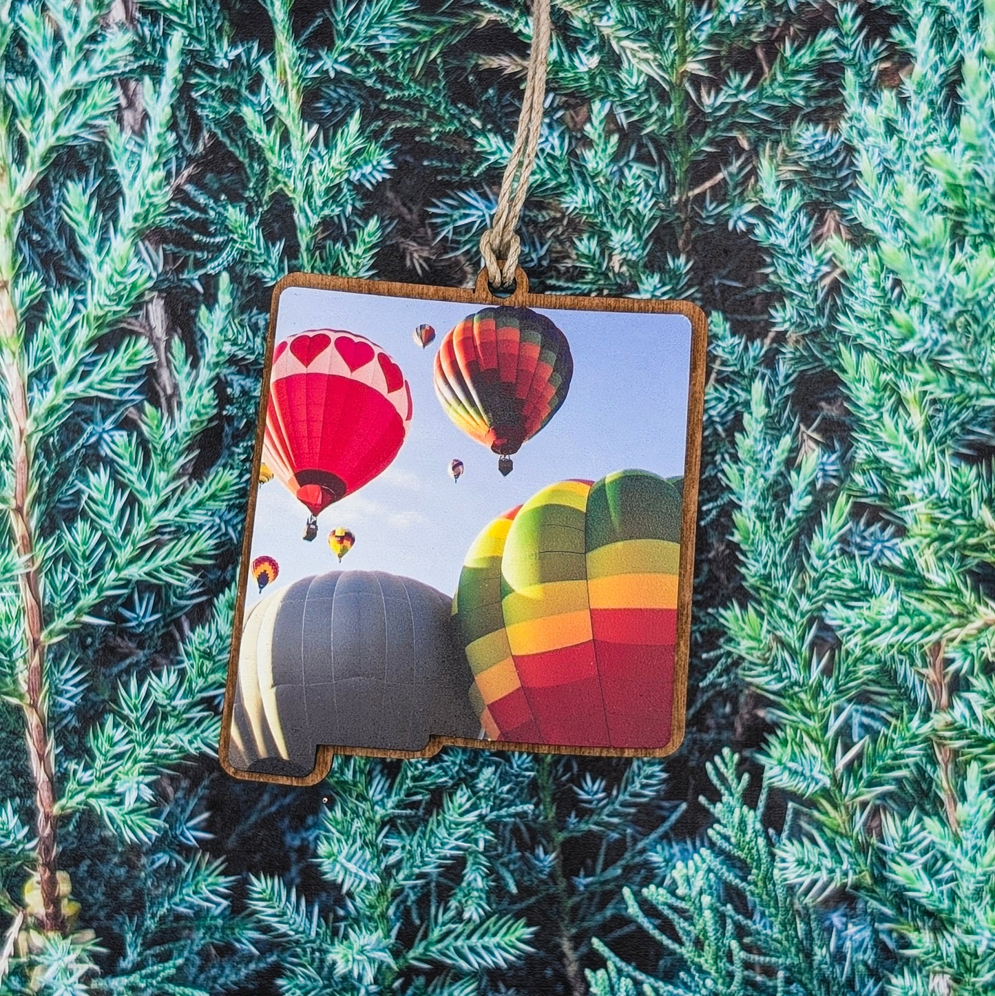 New Mexico Balloon Fiesta Wooden Christmas Ornament
