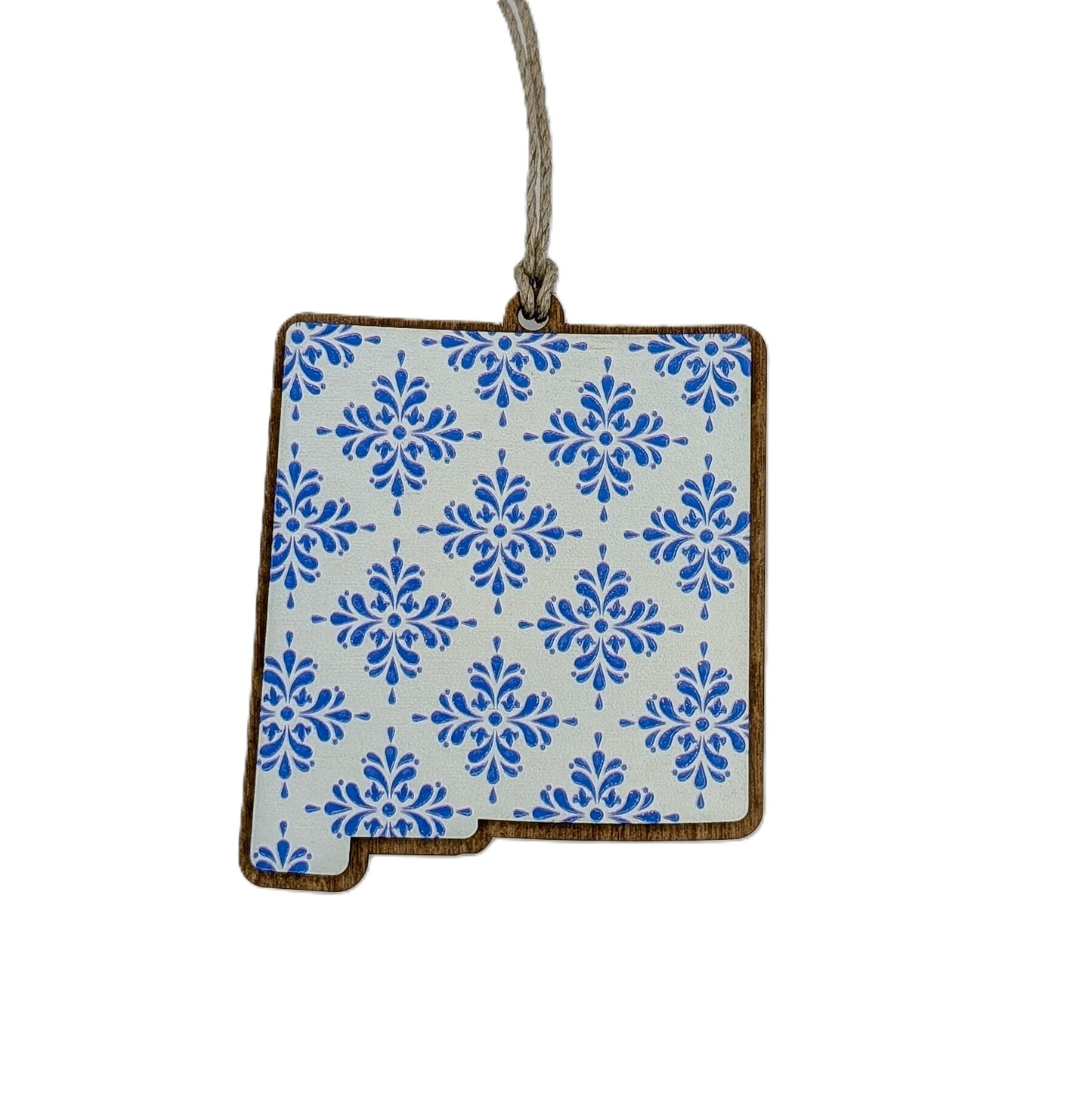 New Mexico Talavera Pattern Wooden Christmas Ornament