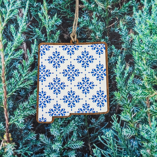 New Mexico Talavera Pattern Wooden Christmas Ornament