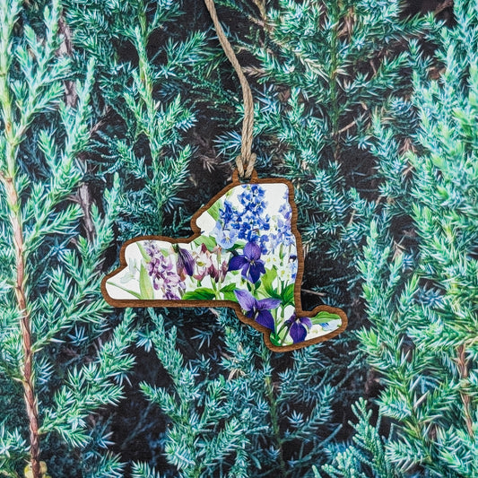 New York Wildflower Wooden Christmas Ornament