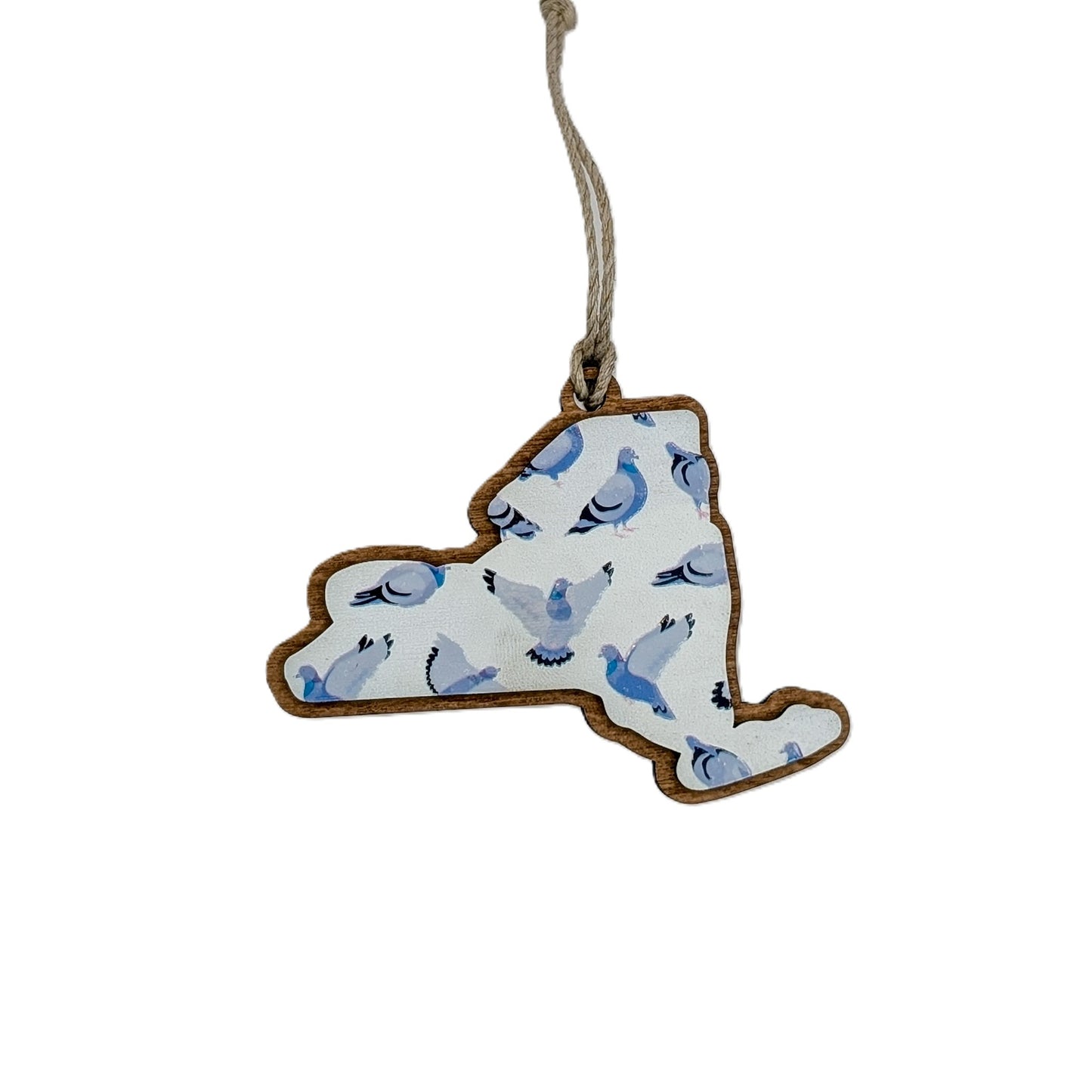 New York Pigeon Wooden Christmas Ornament