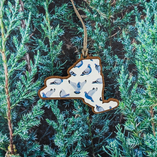 New York Pigeon Wooden Christmas Ornament