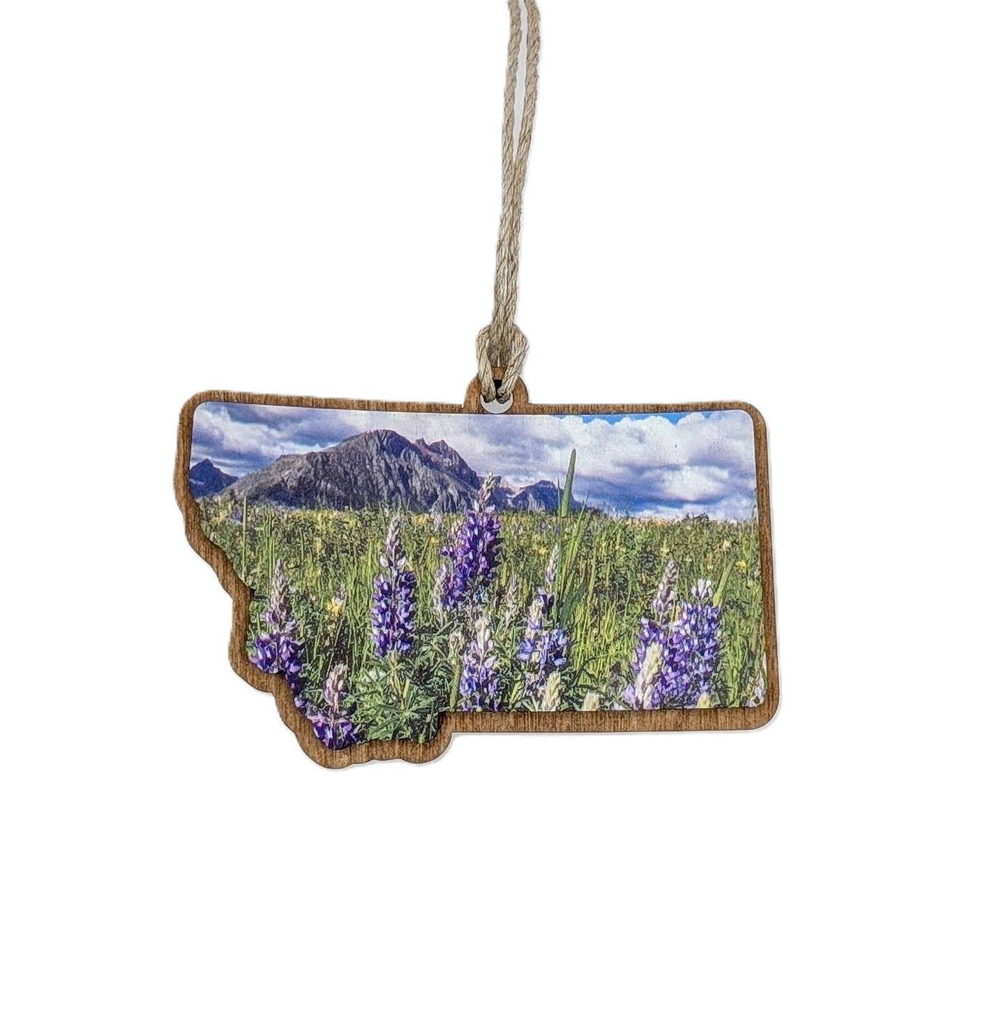 Montana Lupine Field Wooden Christmas Ornament
