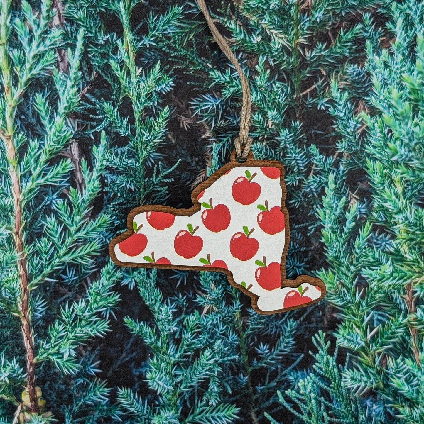 New York Apple Wooden Christmas Ornament