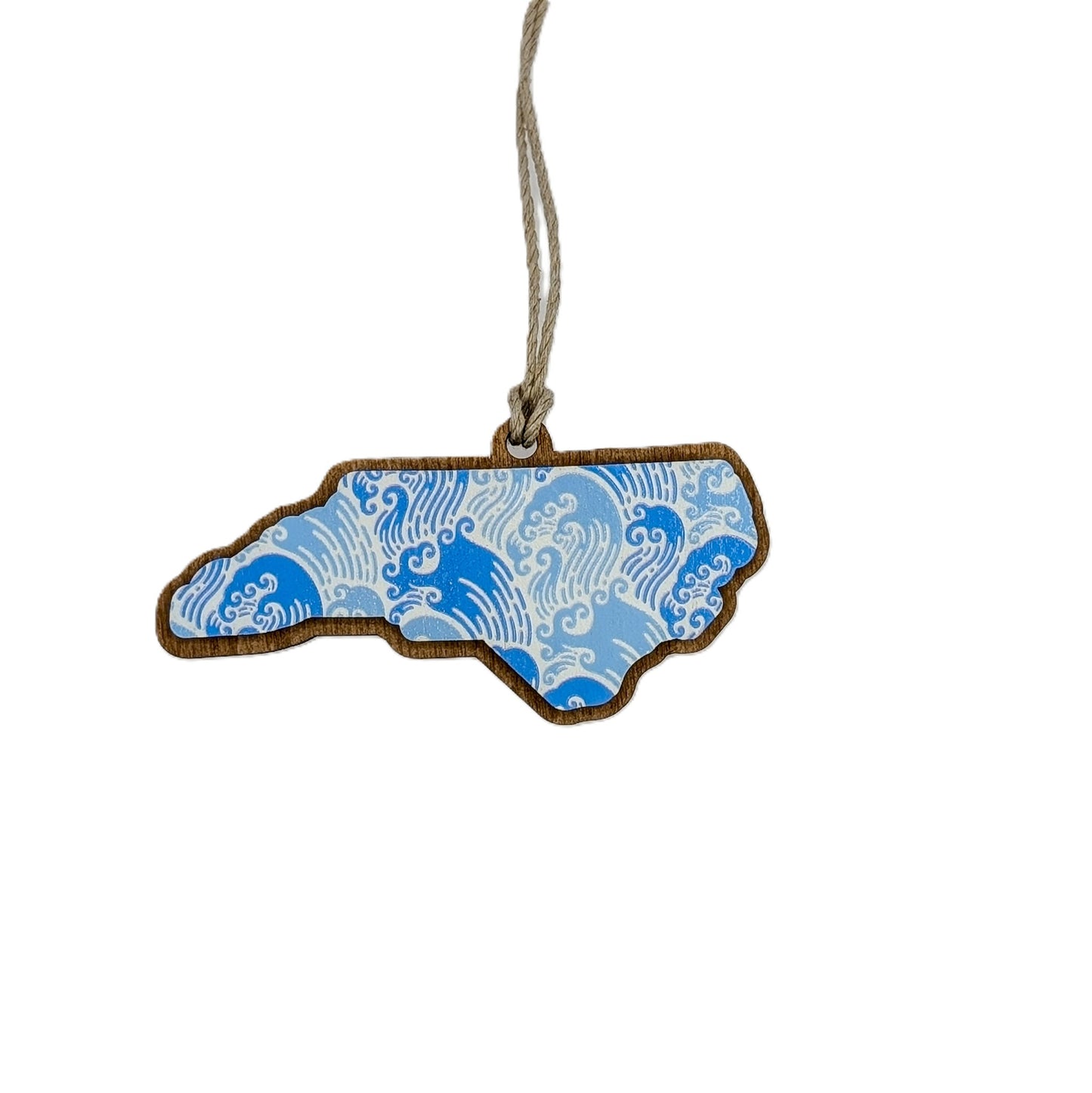 North Carolina Blue Wave Pattern Wooden Christmas Ornament