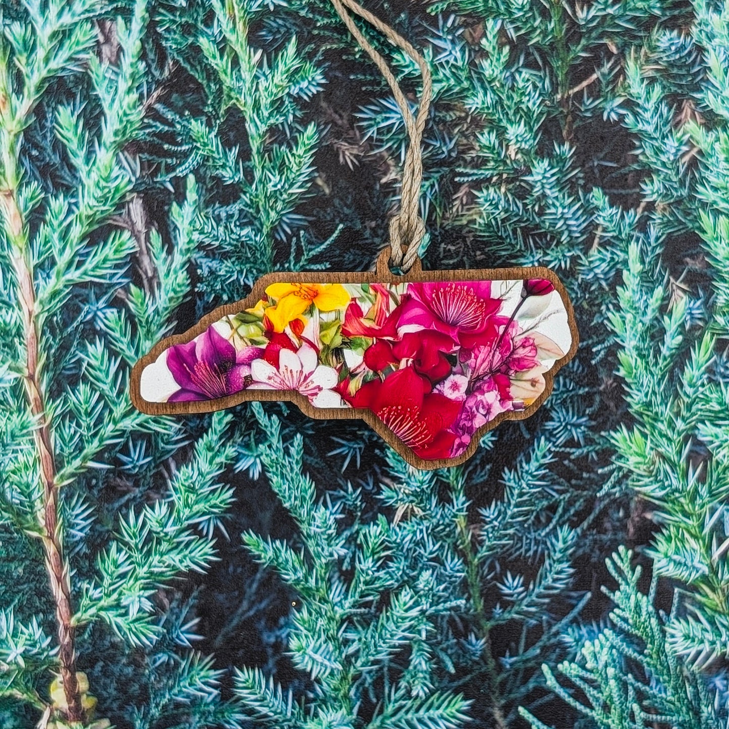 North Carolina Wildflower Wooden Christmas Ornament