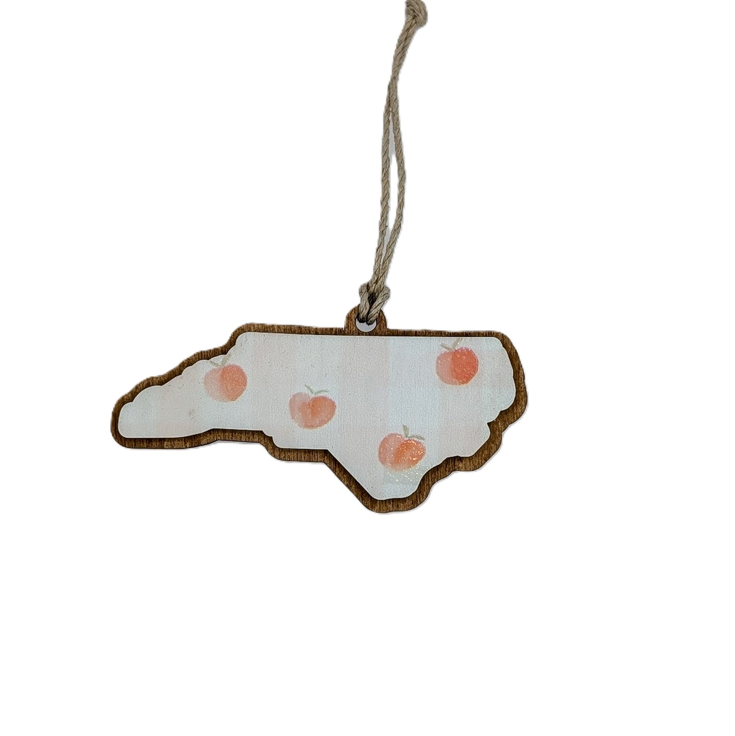 North Carolina Peach Pattern Wooden Christmas Ornament
