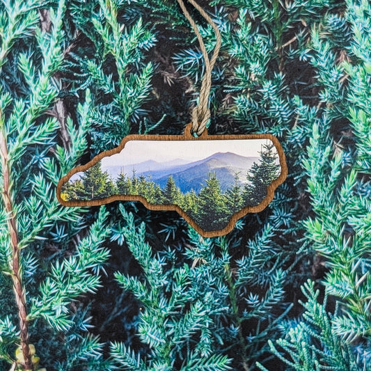 North Carolina Blue Ridge Mountains Wooden Christmas Ornament