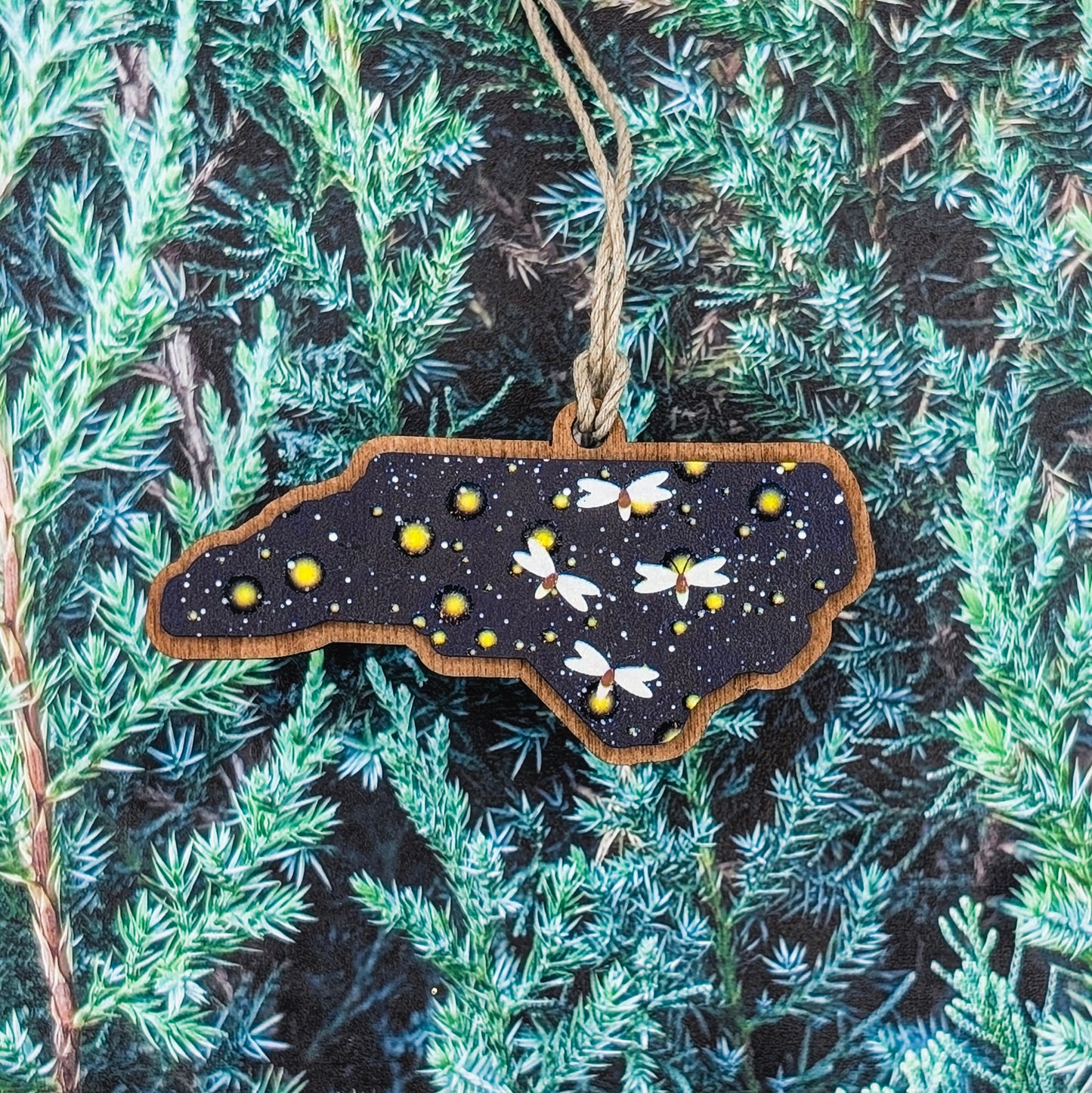 North Carolina Firefly Night Wooden Christmas Ornament