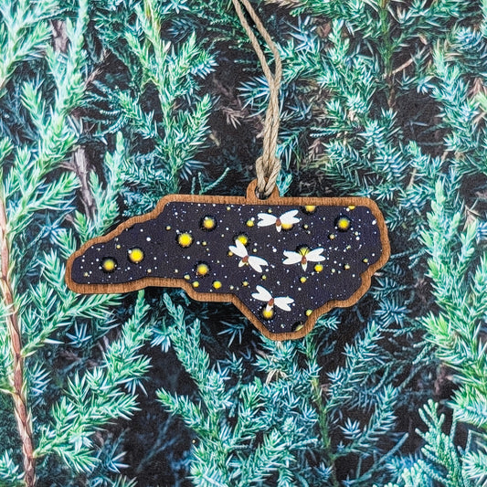 North Carolina Firefly Night Wooden Christmas Ornament