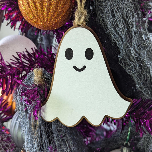 Ghost Halloween Ornament, Wooden Cute Spooky Ghost Ornament