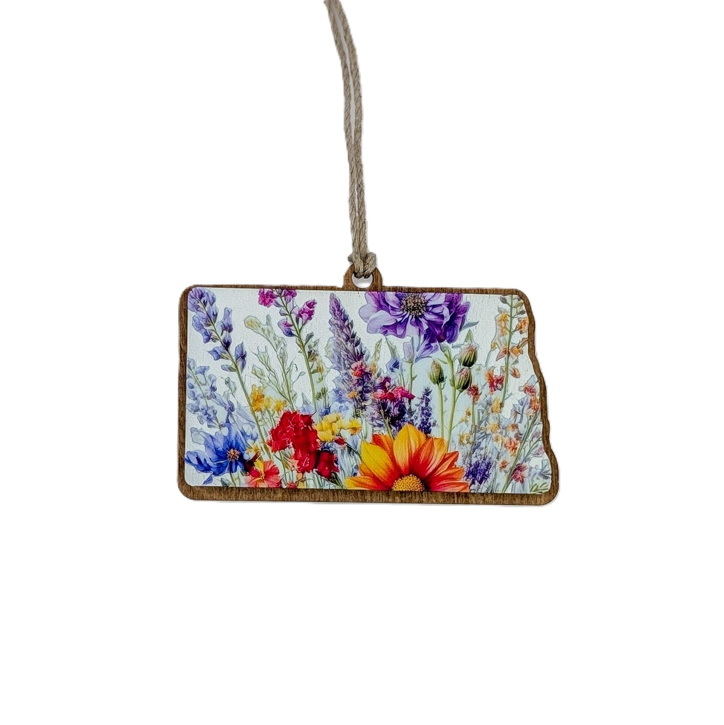 North Dakota Wildflower Wooden Christmas Ornament