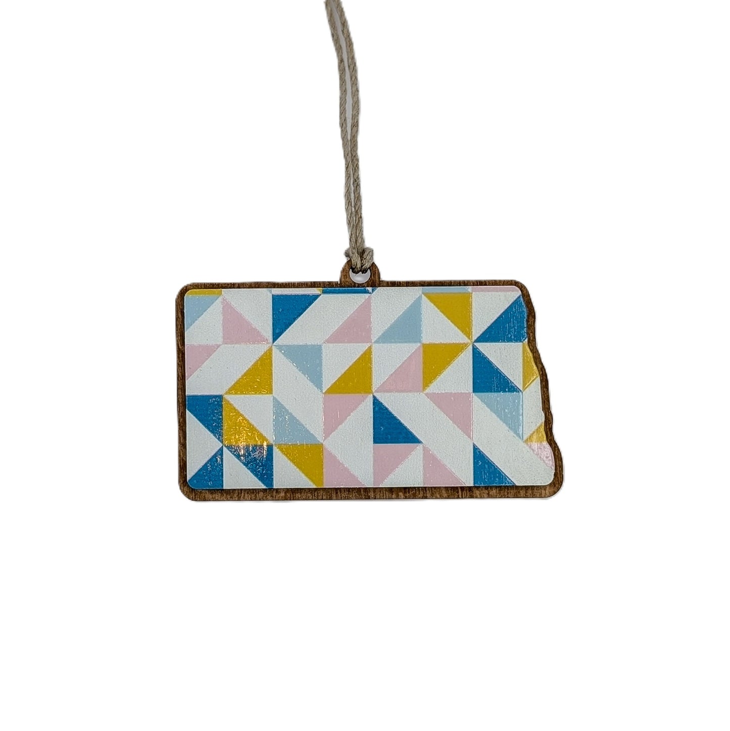 North Dakota Quilt Pattern Wooden Christmas Ornament