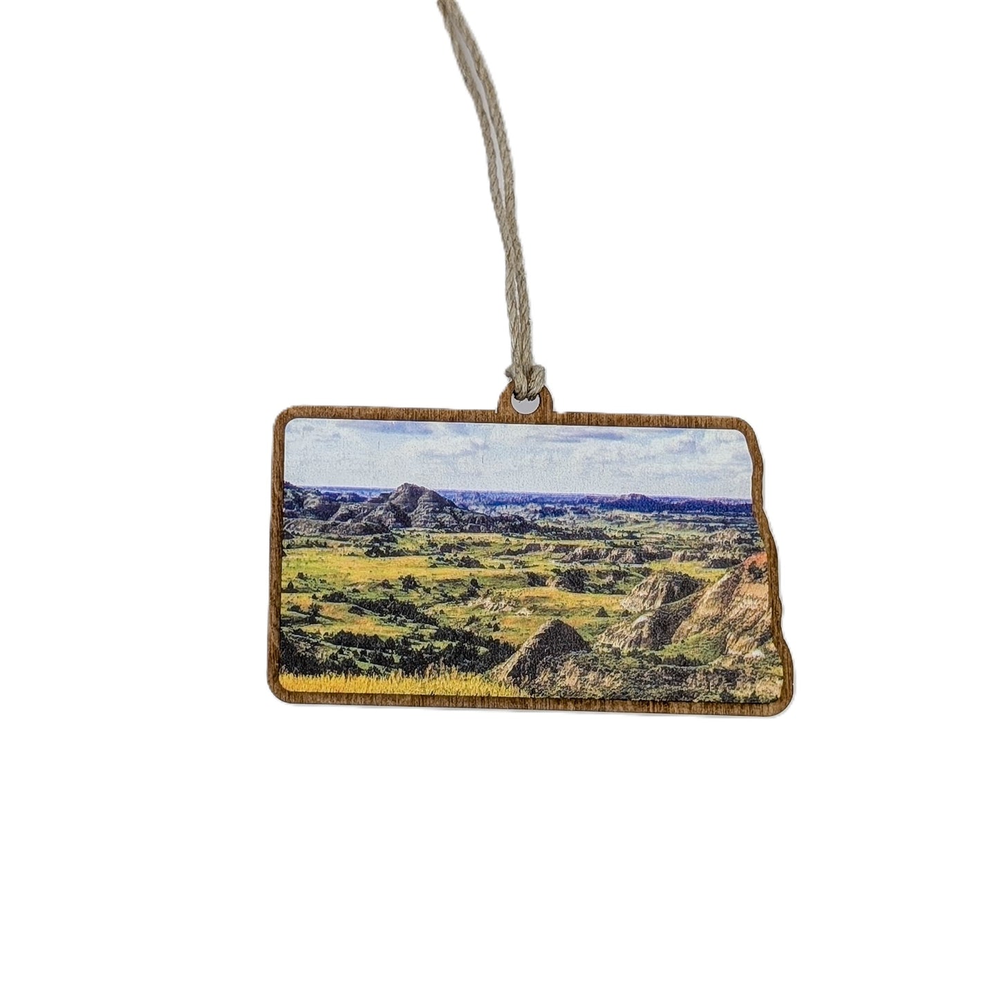 North Dakota Badlands Landscape Wooden Christmas Ornament
