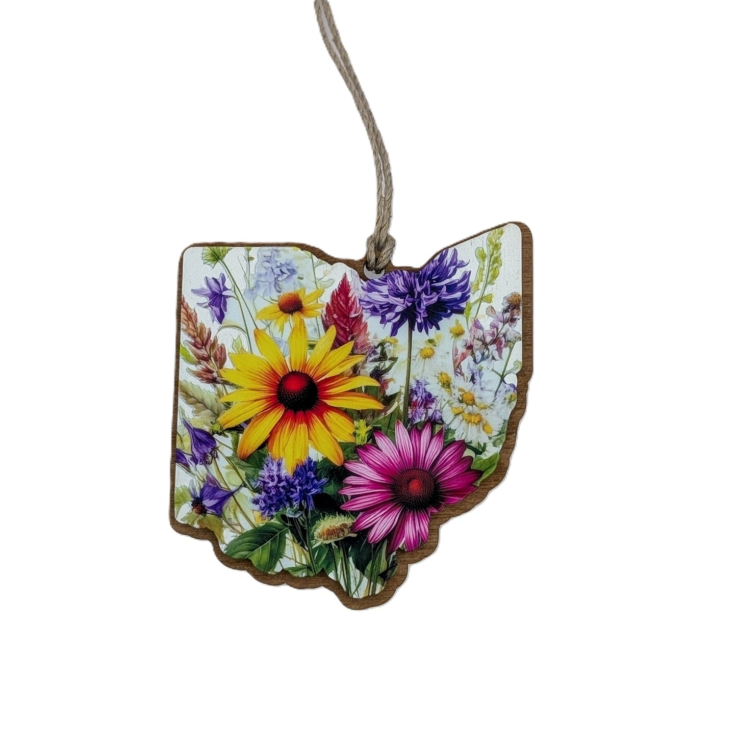 Ohio Wildflower Wooden Christmas Ornament