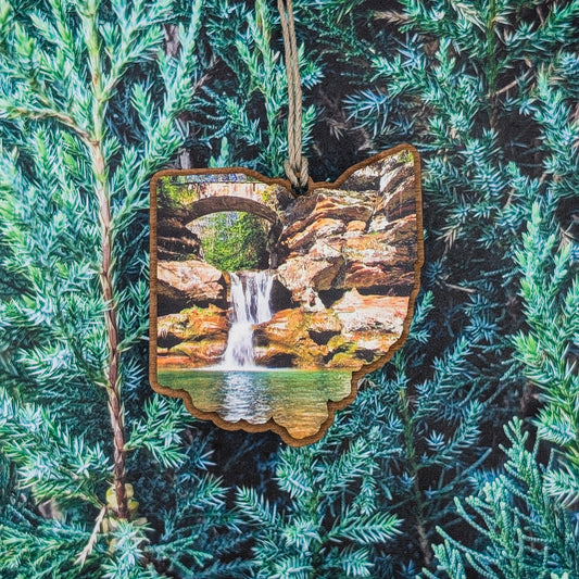 Ohio Waterfall Landscape Wooden Christmas Ornament