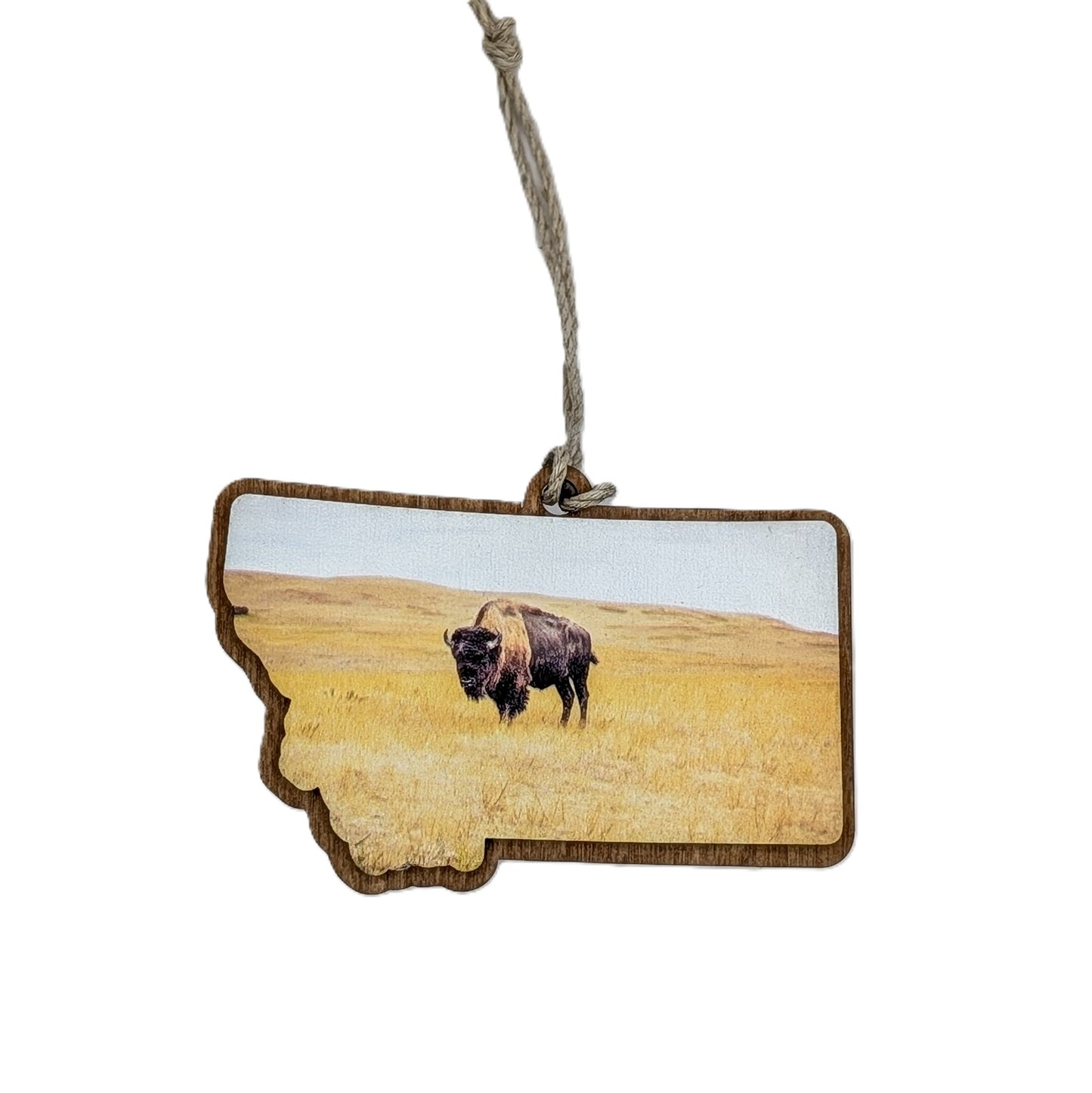 Montana Bison Wooden Christmas Ornament
