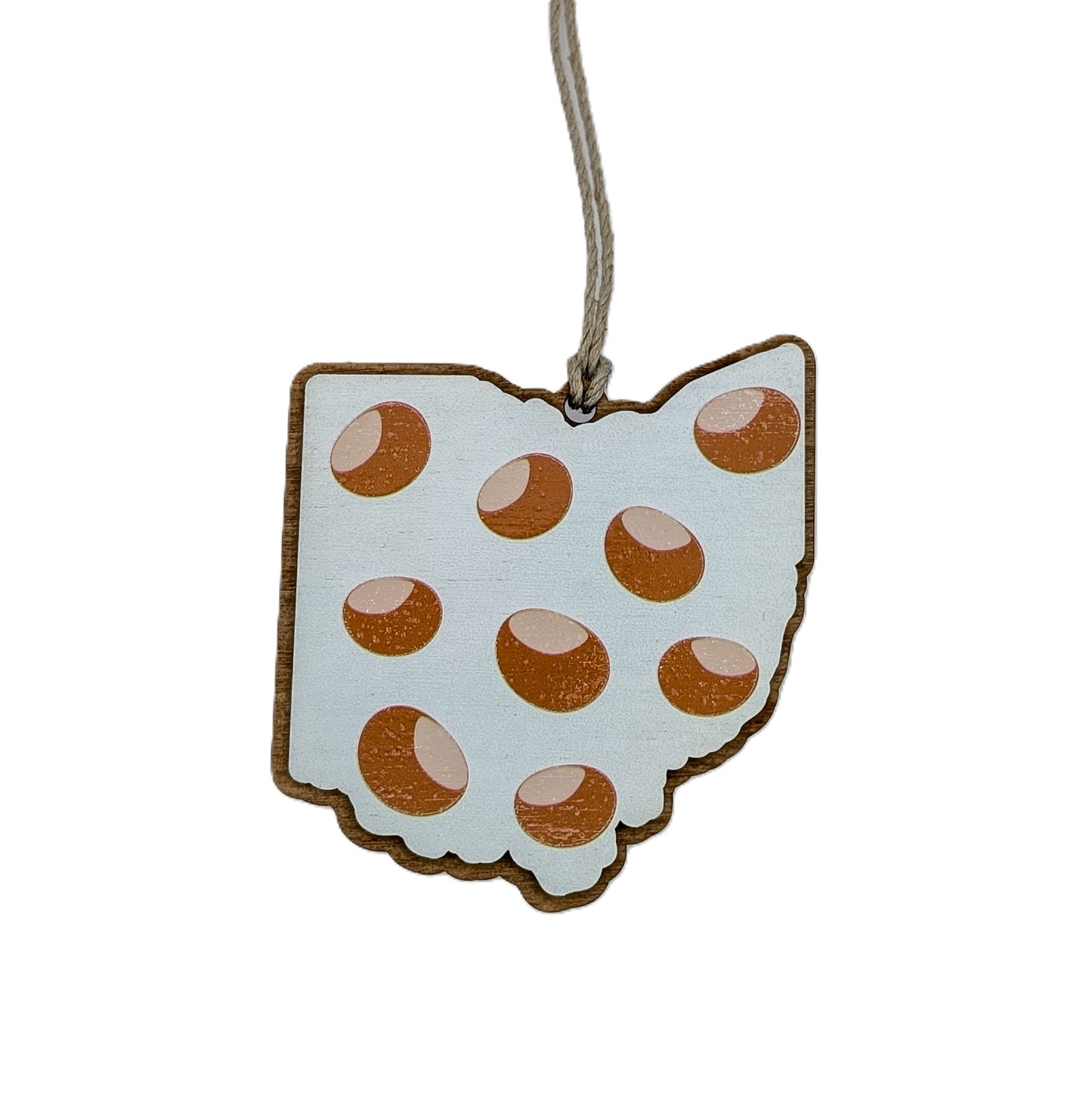 Ohio Buckeye Pattern Wooden Christmas Ornament