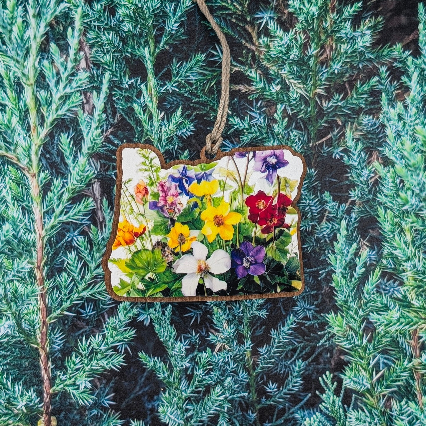 Oregon Wildflower Wooden Christmas Ornament