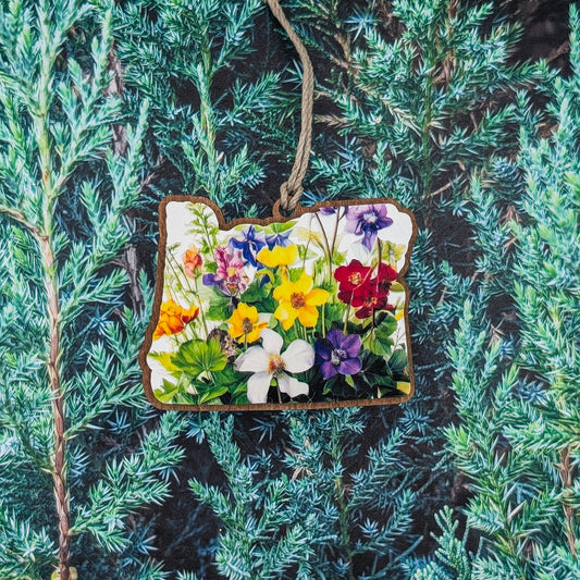 Oregon Wildflower Wooden Christmas Ornament