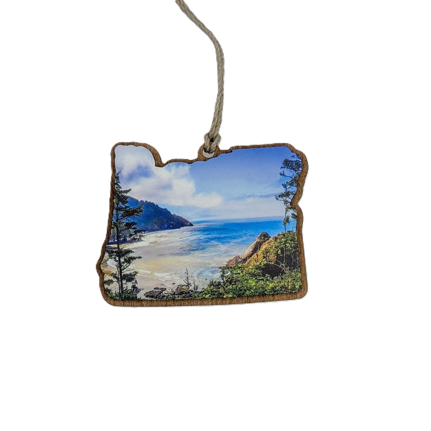 Oregon Coastal Landscape Wooden Christmas Ornament