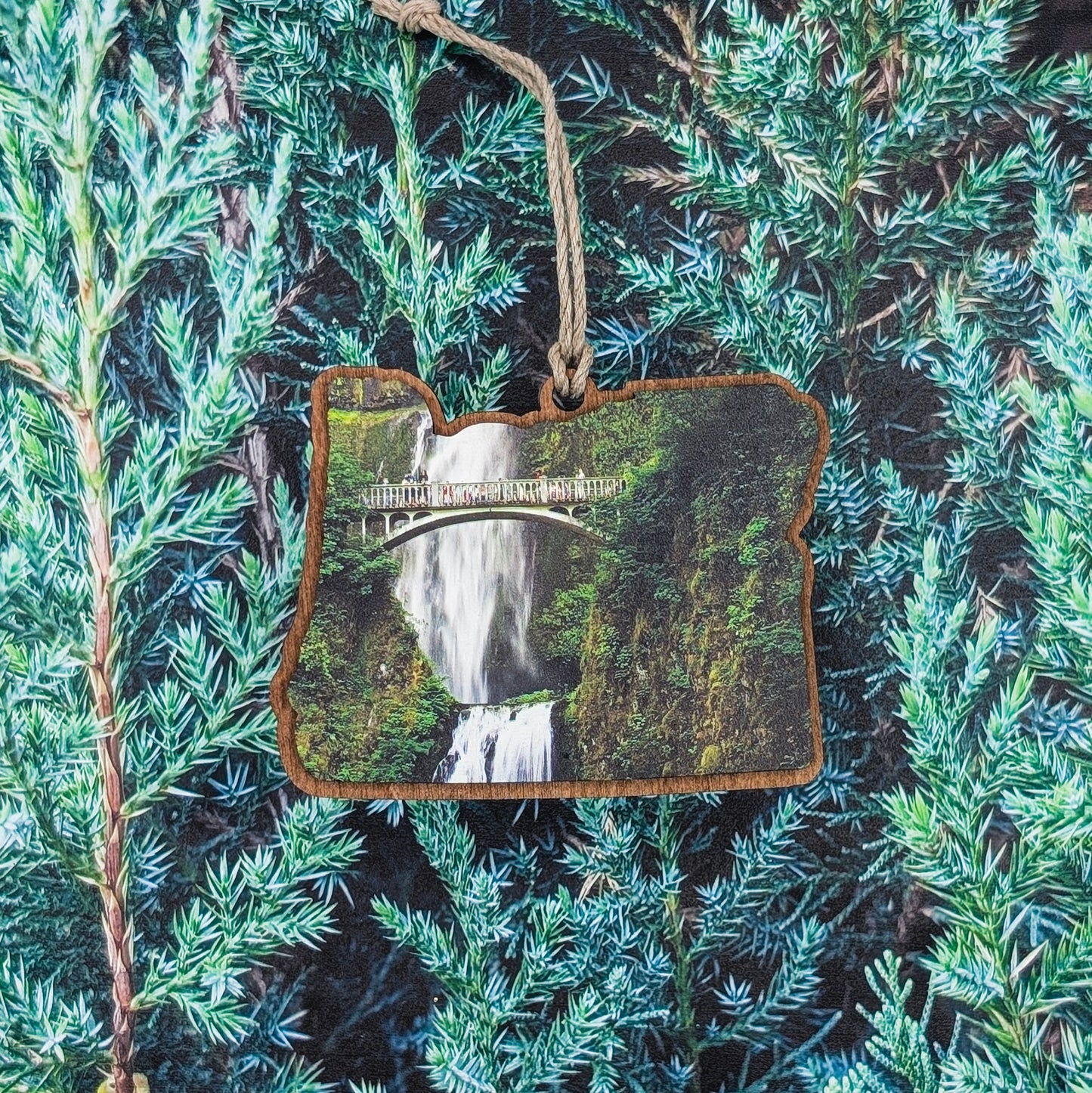 Oregon Multnomah Falls Wooden Christmas Ornament