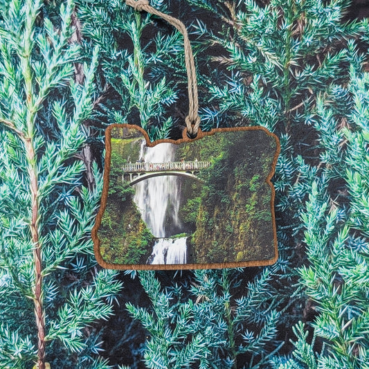 Oregon Multnomah Falls Wooden Christmas Ornament