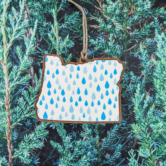 Oregon Raindrop Pattern Wooden Christmas Ornament