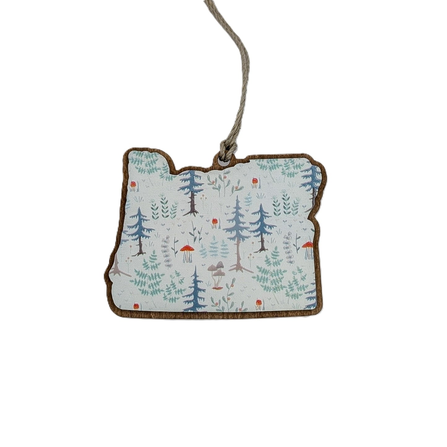 Oregon Woodland Pattern Wooden Christmas Ornament