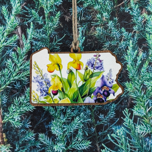 Pennsylvania Wildflower Wooden Christmas Ornament