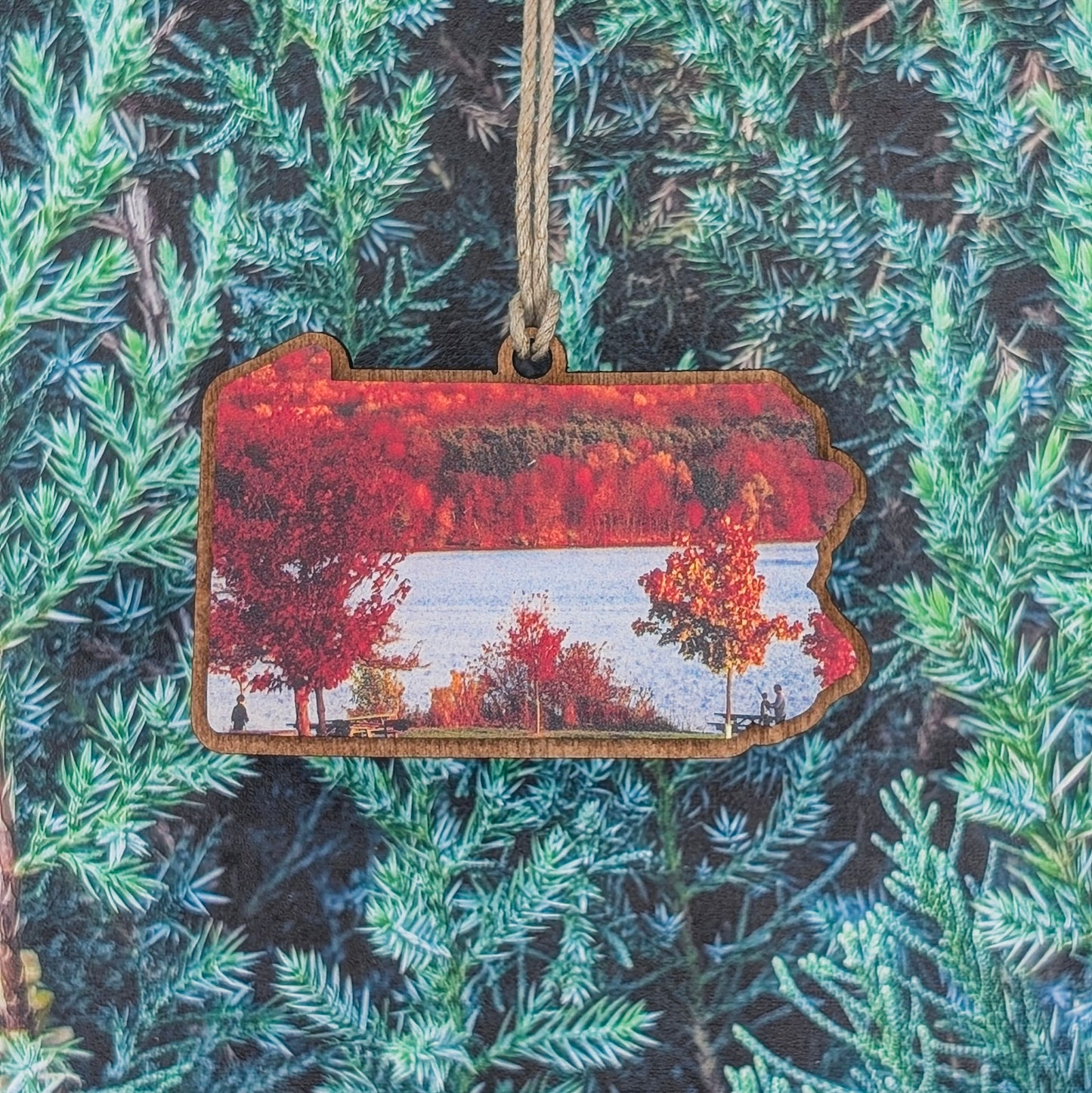 Pennsylvania Fall Foliage Wooden Christmas Ornament