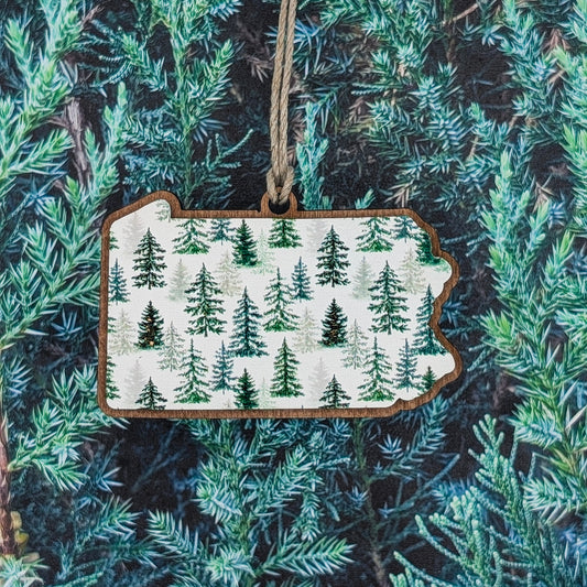 Pennsylvania Forest & Evergreens Wooden Christmas Ornament
