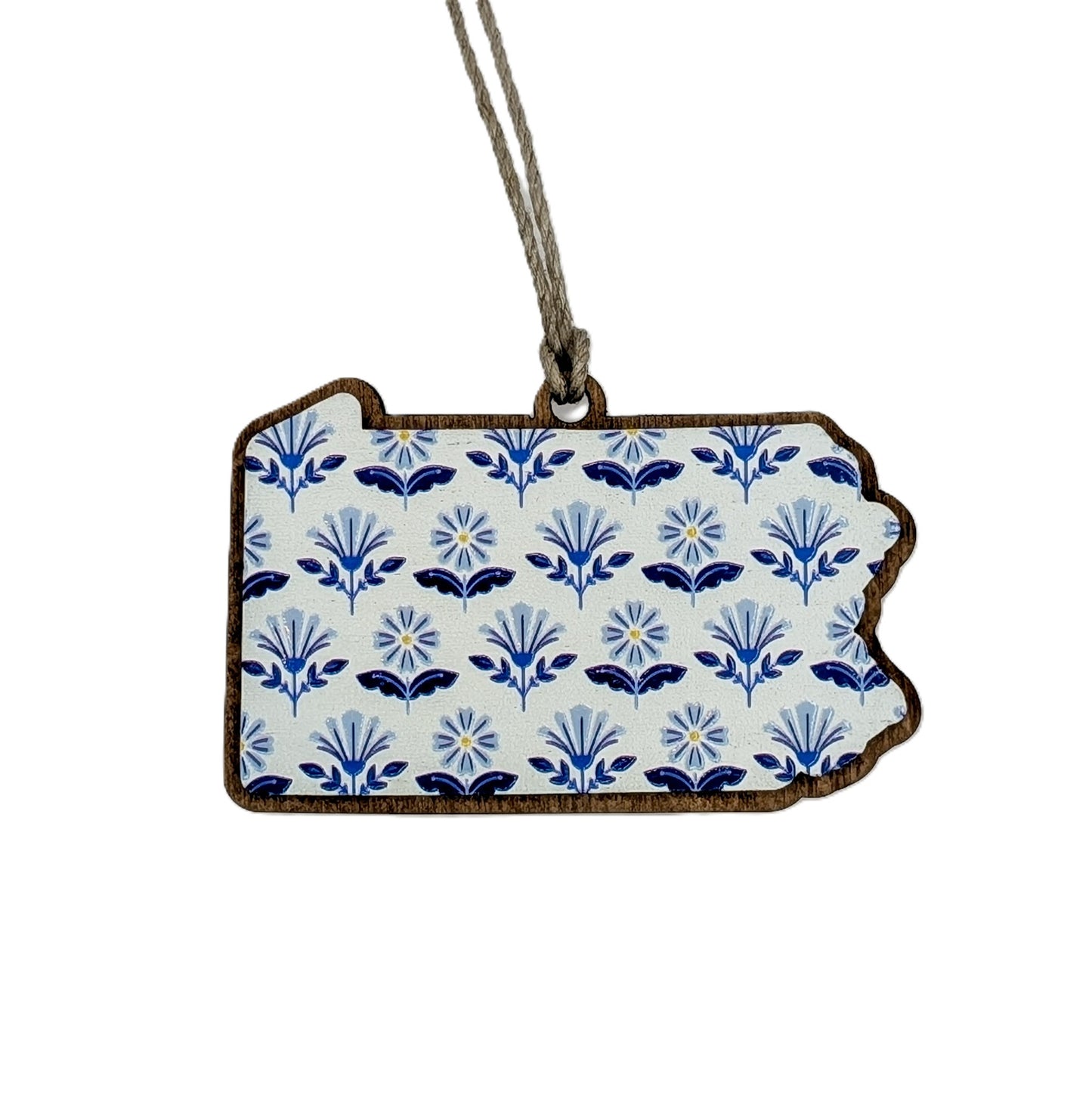Pennsylvania Pennsylvania Dutch Cobalt Blue Tulip Wooden Christmas Ornament